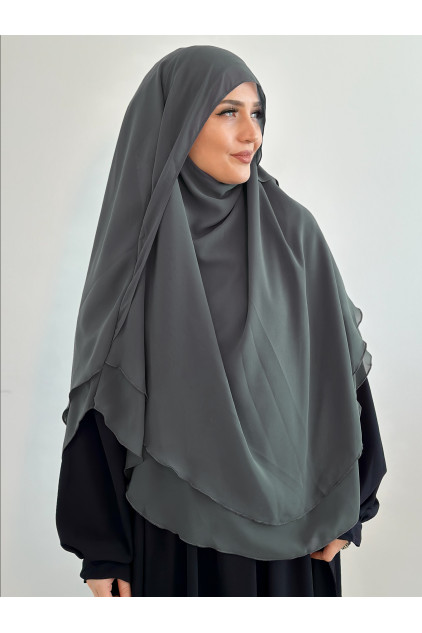 Sufle Khimar Gölgelikli Peçeli şal Füme