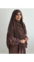 Gölgeli Peçeli Sufle Khimar Şal Kahverengi
