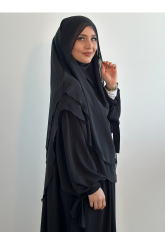 Gölgeli Sufle Khimar Peçeli Şal Siyah Gölgeli Sufle Khimar Peçeli Şal Siyah