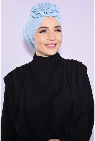 Güllü Büzgülü Çift Taraflı Bone Bebe Mavisi Güllü Büzgülü Çift Taraflı Bone Bebe Mavisi