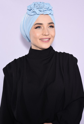 Güllü Büzgülü Çift Taraflı Bone Bebe Mavisi Güllü Büzgülü Çift Taraflı Bone Bebe Mavisi