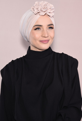 Güllü Çift Taraflı Hazır Bone Bej Güllü Çift Taraflı Hazır Bone Bej