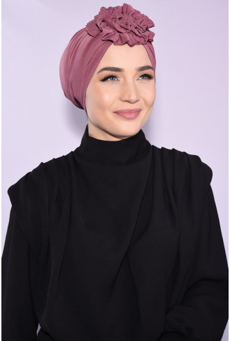 Güllü Büzgülü Çift Taraflı Bone Gül Kurusu Güllü Büzgülü Çift Taraflı Bone Gül Kurusu