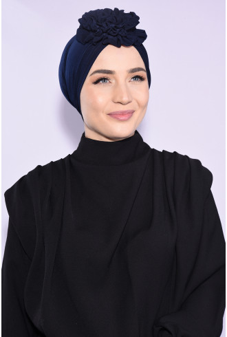 Güllü Büzgülü Çift Taraflı Hazır Bone Lacivert Güllü Büzgülü Çift Taraflı Hazır Bone Lacivert