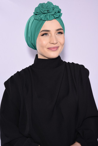 Güllü Büzgülü Çift Taraflı Bone Mint Yeşili Güllü Büzgülü Çift Taraflı Bone Mint Yeşili