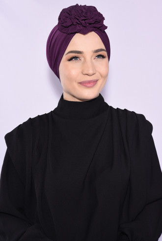 Çift Taraflı Güllü Bone Mürdüm Çift Taraflı Güllü Bone Mürdüm