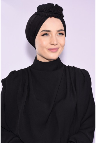 Güllü Büzgülü Çift Taraflı Bone Siyah Güllü Büzgülü Çift Taraflı Bone Siyah