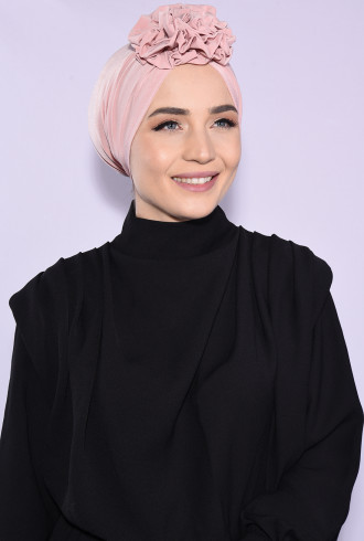Güllü Büzgülü Çift Taraflı Bone Somon Güllü Büzgülü Çift Taraflı Bone Somon