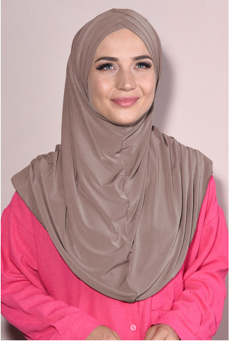 Hazır Tesettür Pileli 3 Bantlı Hijab Açık Vizon Hazır Tesettür Pileli 3 Bantlı Hijab Açık Vizon