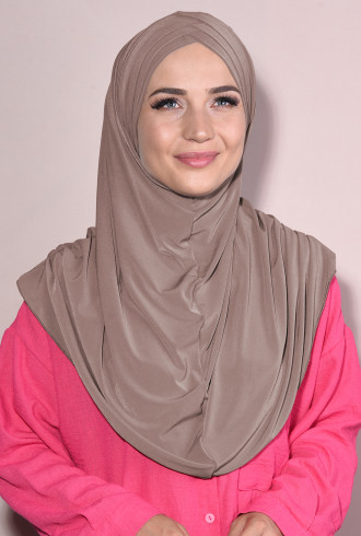 Hazır Tesettür Pileli 3 Bantlı Hijab Açık Vizon Hazır Tesettür Pileli 3 Bantlı Hijab Açık Vizon