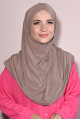 Hazır Tesettür Pileli 3 Bantlı Hijab Açık Vizon