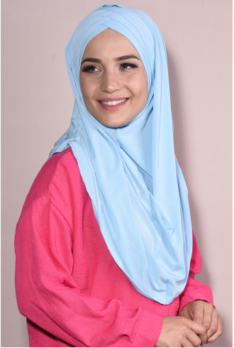 3 Bantlı Tesettür Sandy Hijab Bebe Mavisi