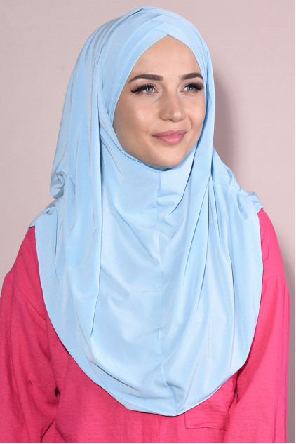 3 Bantlı Tesettür Sandy Hijab Bebe Mavisi