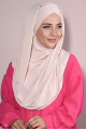 Hazır Tesettür Pileli 3 Bantlı Hijab Bej