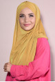 Boneli Hazır 3 Bantlı Pileli Hijab Hardal Sarısı