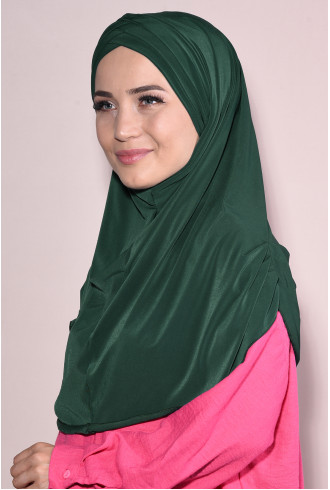 Hazır Tesettür Pileli 3 Bantlı Sandy Hijab Zümrüt Yeşili Hazır Tesettür Pileli 3 Bantlı Sandy Hijab Zümrüt Yeşili
