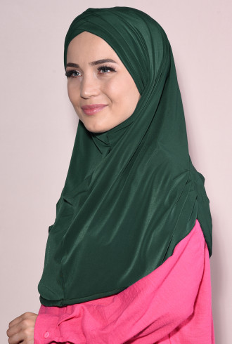 Hazır Tesettür Pileli 3 Bantlı Sandy Hijab Zümrüt Yeşili Hazır Tesettür Pileli 3 Bantlı Sandy Hijab Zümrüt Yeşili
