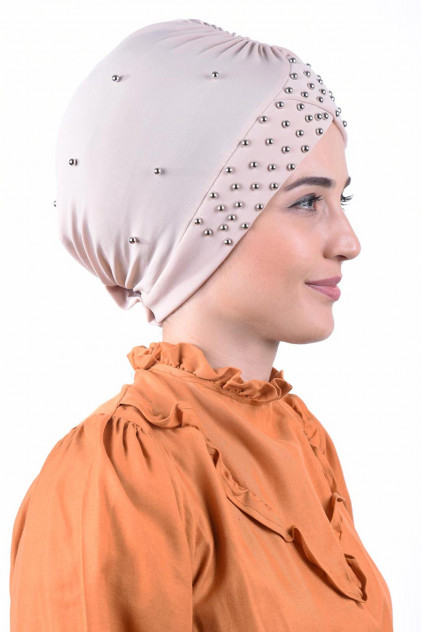 İncili Havuz Bonesi Bej İncili Havuz Bonesi Bej