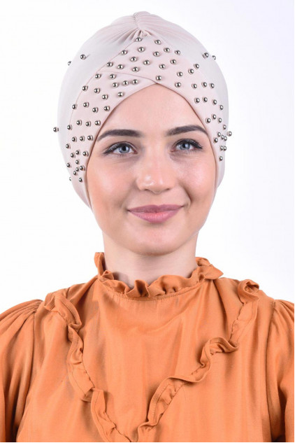 İncili Havuz Bonesi Bej İncili Havuz Bonesi Bej
