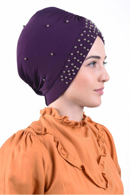 İncili Havuz Bonesi Mor İncili Havuz Bonesi Mor