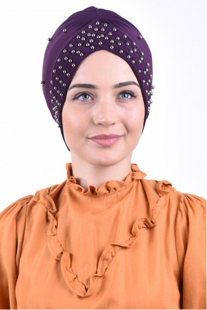 İncili Havuz Bonesi Mor İncili Havuz Bonesi Mor