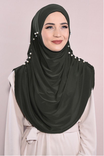 İncili Tesettür Hijab Haki Yeşili