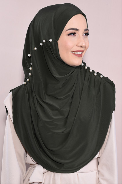 İncili Tesettür Hijab Haki Yeşili