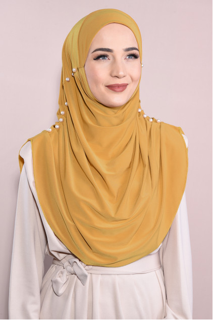 İncili Tesettür Hijab Hardal Sarısı