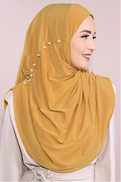 İncili Tesettür Hijab Hardal Sarısı