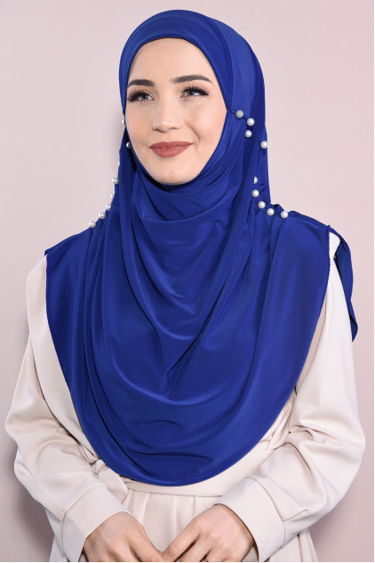 İncili Tesettür Hijab Saks Mavisi