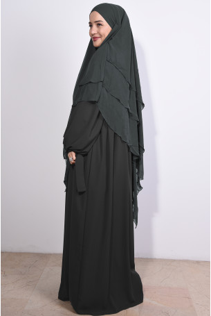 Medine İpeği Kol Bağlamalı Nowa Elbise Antrasit