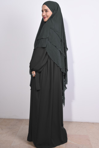 Medine İpeği Kol Bağlamalı Nowa Elbise Antrasit