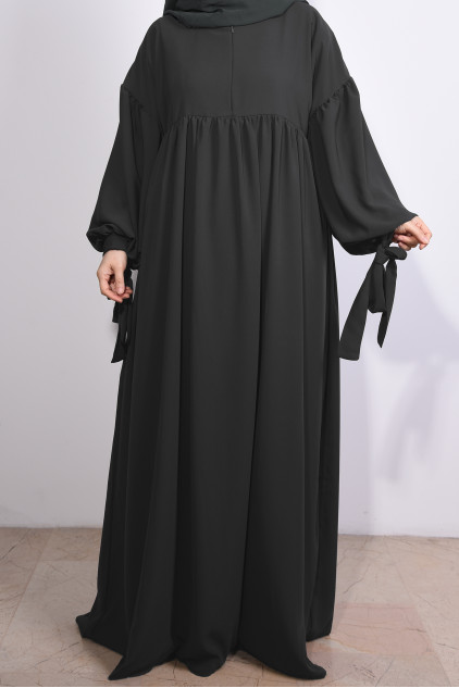 Medine İpeği Kol Bağlamalı Nowa Elbise Antrasit