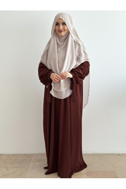 Bilekten Bağlamalı Medine İpeği Nowa Elbise Bordo