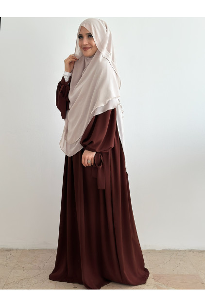 Bilekten Bağlamalı Medine İpeği Nowa Elbise Bordo