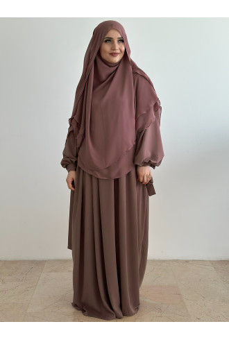 Kolu Bağcıklı Medine İpeği Nowa Elbise Gül Kurusu