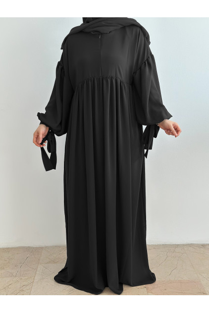 Medine İpeği Bilekten Bağlamalı Nowa Elbise Siyah