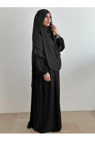 Medine İpeği Bilekten Bağlamalı Nowa Elbise Siyah