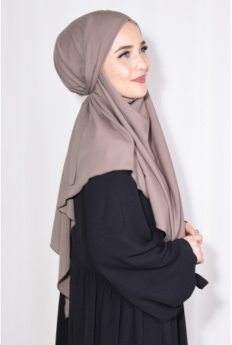 Medine İpeği Sufle Khimar Şal Açık Vizon