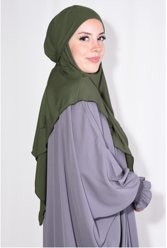 Medine İpeği Orta Boy Sufle Khimar Haki Yeşili Medine İpeği Orta Boy Sufle Khimar Haki Yeşili