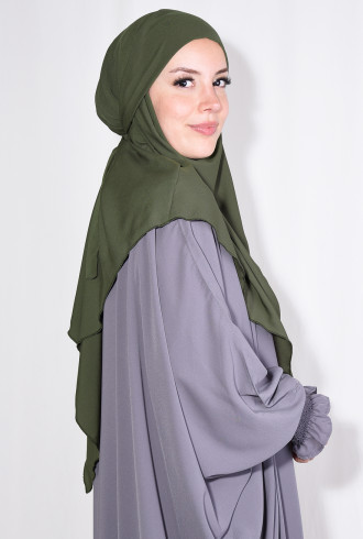 Medine İpeği Orta Boy Sufle Khimar Haki Yeşili Medine İpeği Orta Boy Sufle Khimar Haki Yeşili