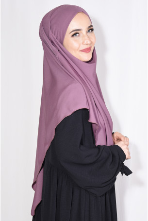 Orta Boy Medine İpeği Sufle Khimar Şal Gül Kurusu