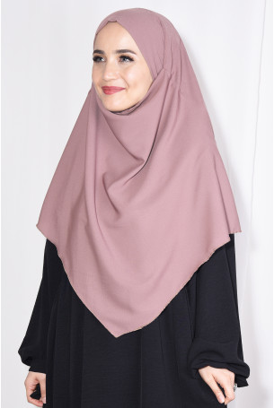 Orta Boy Medine İpeği Sufle Khimar Şal Pudra Pembesi