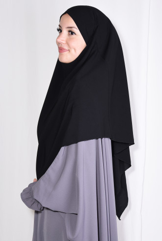 Medine İpeği Orta Boy Sufle Khimar Siyah Medine İpeği Orta Boy Sufle Khimar Siyah