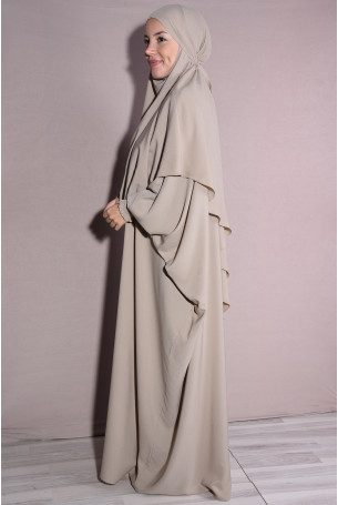 Medine İpeği Şal Ve Elbise Takım Bej