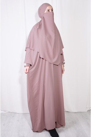 Medine İpeği Şal Elbise Takım Gül Kurusu