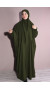 Medine İpeği Elbise ve Sufle Şal Takım Haki Yeşili