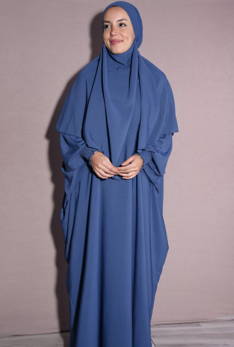 Medine İpeği Şal Ve Elbise Takım İndigo Medine İpeği Şal Ve Elbise Takım İndigo