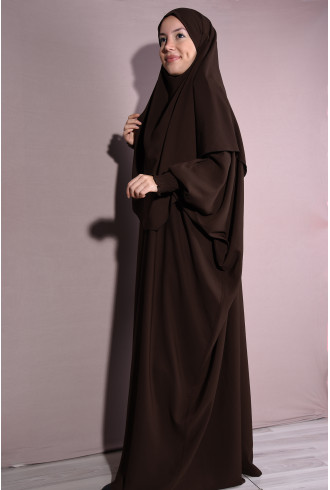 Medine İpeği Şal Ve Elbise Takım Kahverengi Medine İpeği Şal Ve Elbise Takım Kahverengi