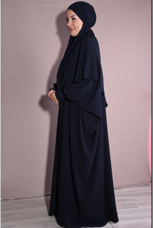 Medine İpeği Şal Ve Elbise Takım Lacivert